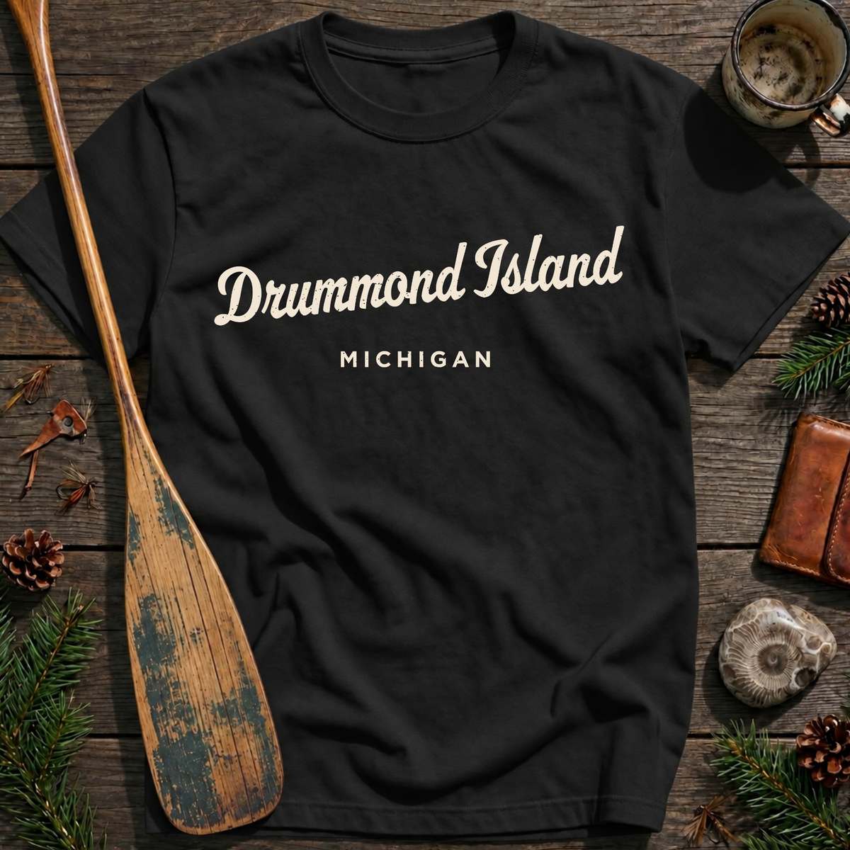 Drummond Island Michigan Vintage Script T‑Shirt