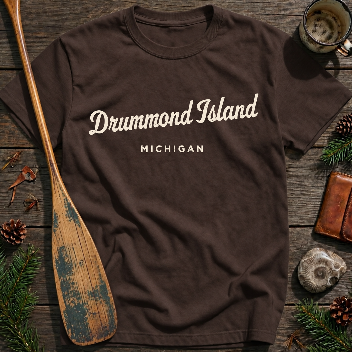 Drummond Island Michigan Vintage Script T‑Shirt