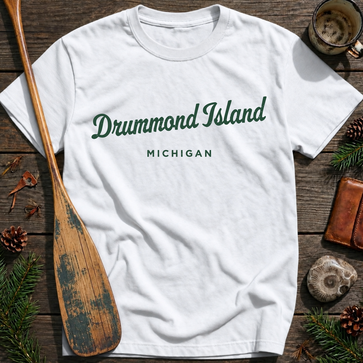 Drummond Island Michigan Vintage Script T‑Shirt
