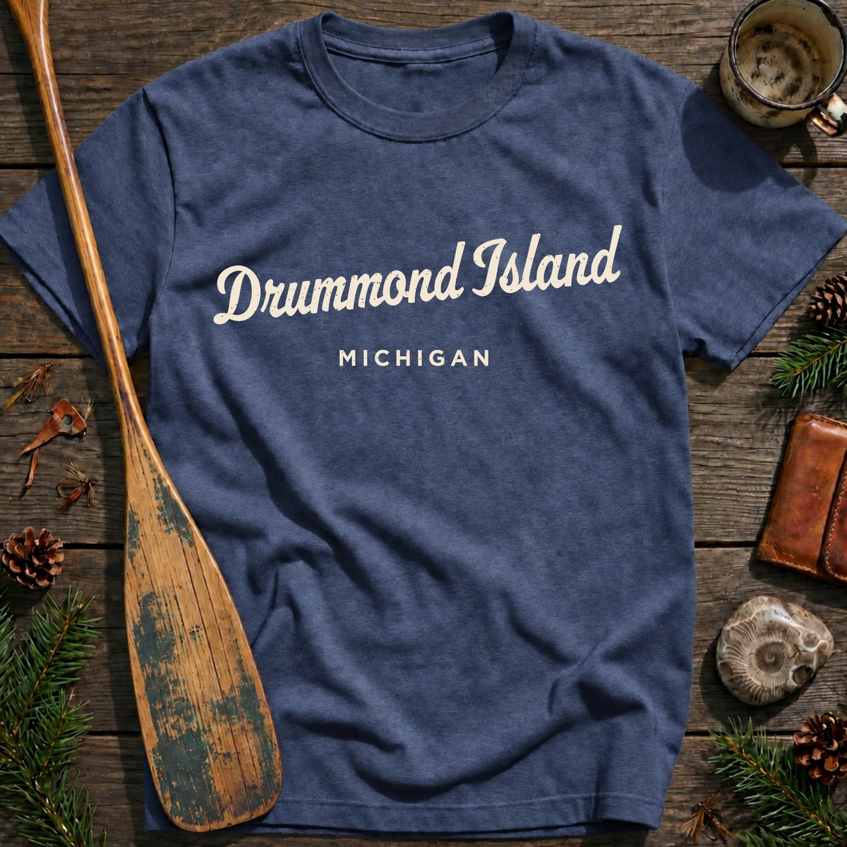 Drummond Island Michigan Vintage Script T‑Shirt