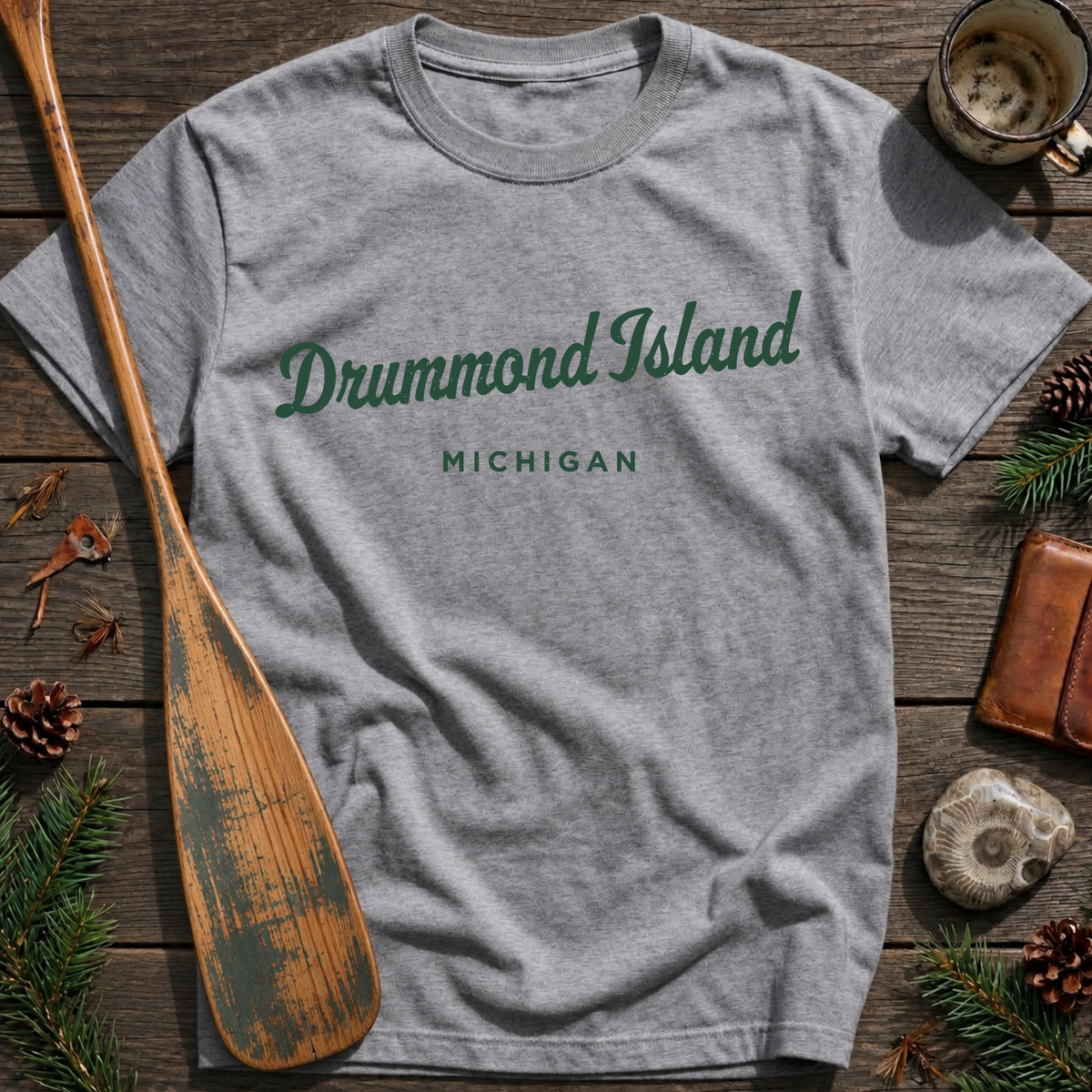 Drummond Island Michigan Vintage Script T‑Shirt