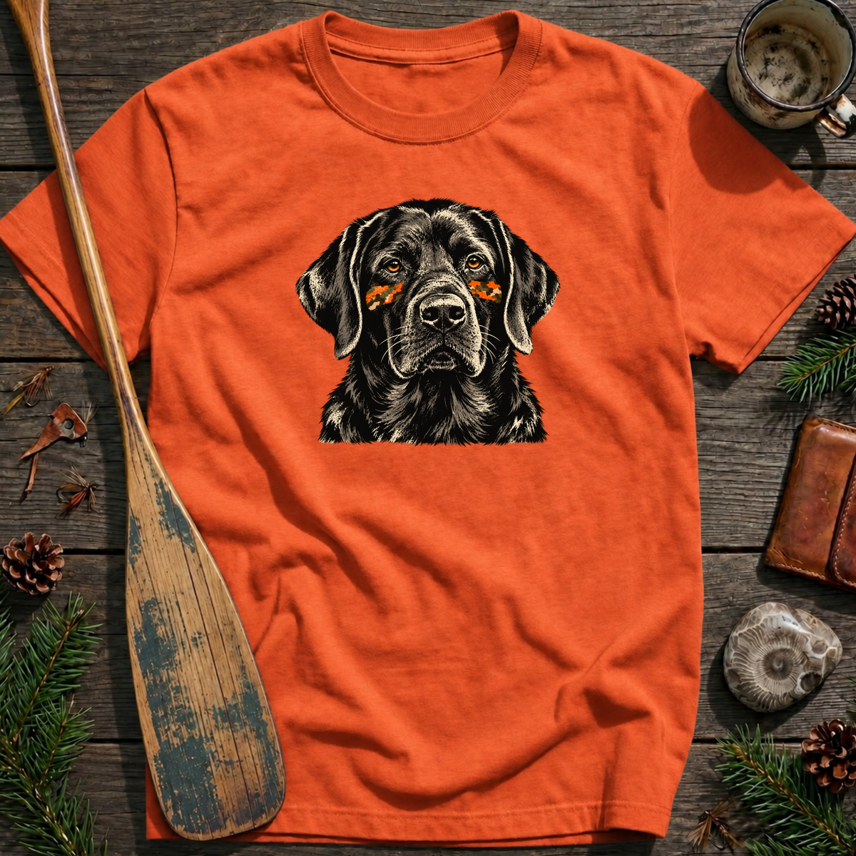 Black Lab Orange Camo Eye Black T‑Shirt
