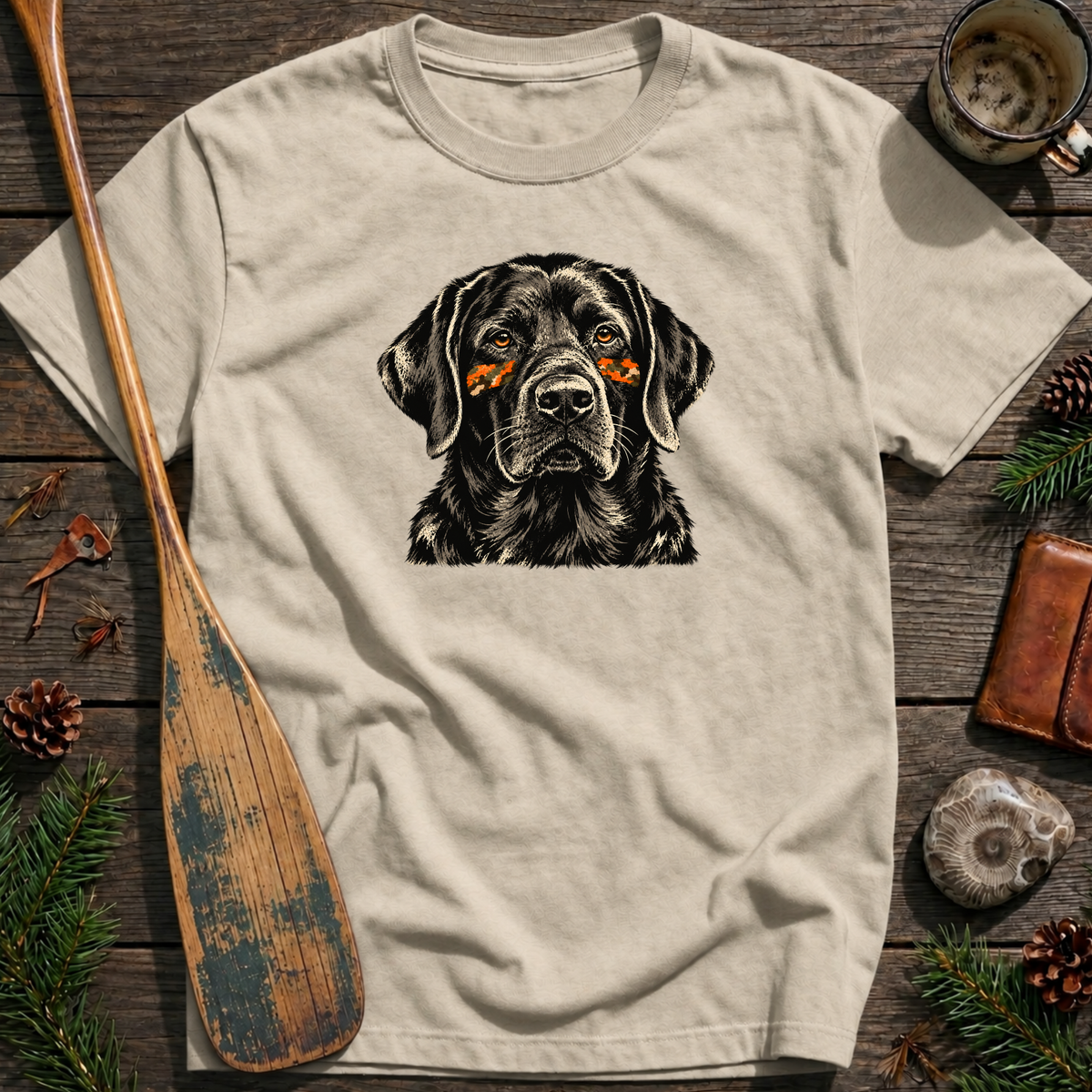 Black Lab Orange Camo Eye Black T‑Shirt