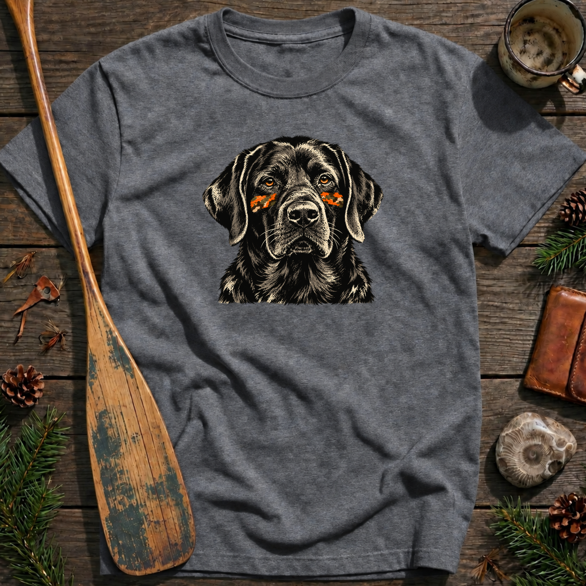 Black Lab Orange Camo Eye Black T‑Shirt