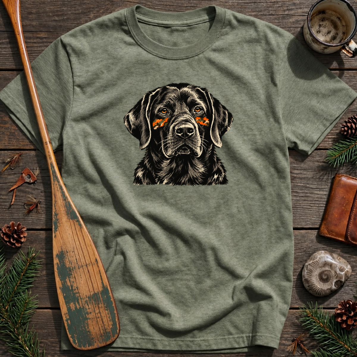 Black Lab Orange Camo Eye Black T‑Shirt