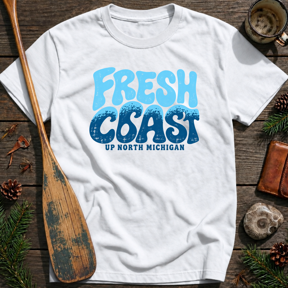 Fresh Coast Up North Michigan Waves T‑Shirt