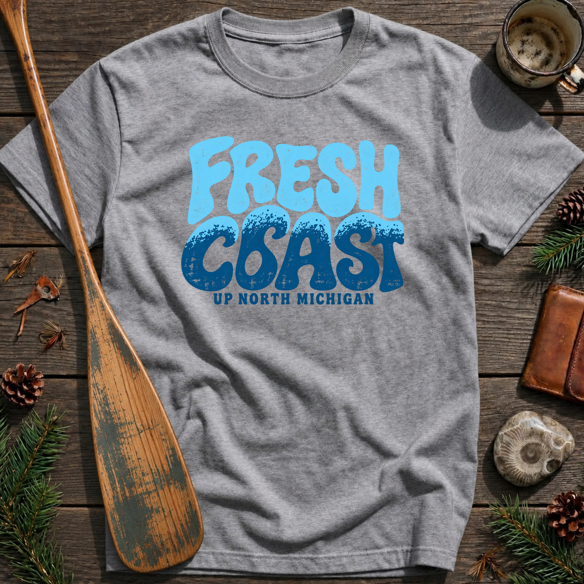 Fresh Coast Up North Michigan Waves T‑Shirt