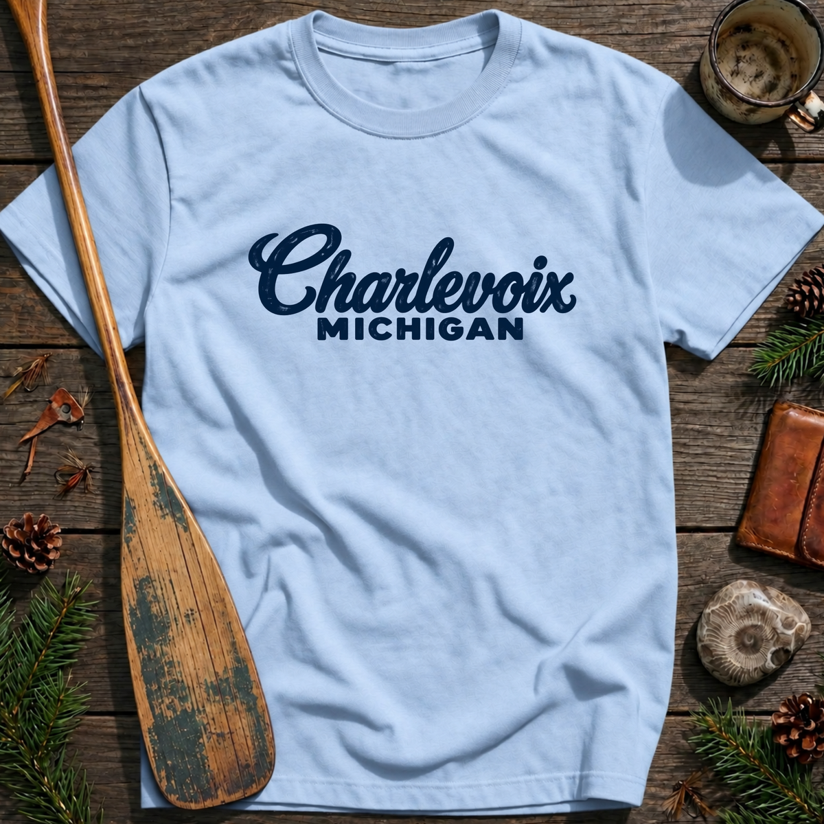 Charlevoix Michigan Heritage Script T‑Shirt