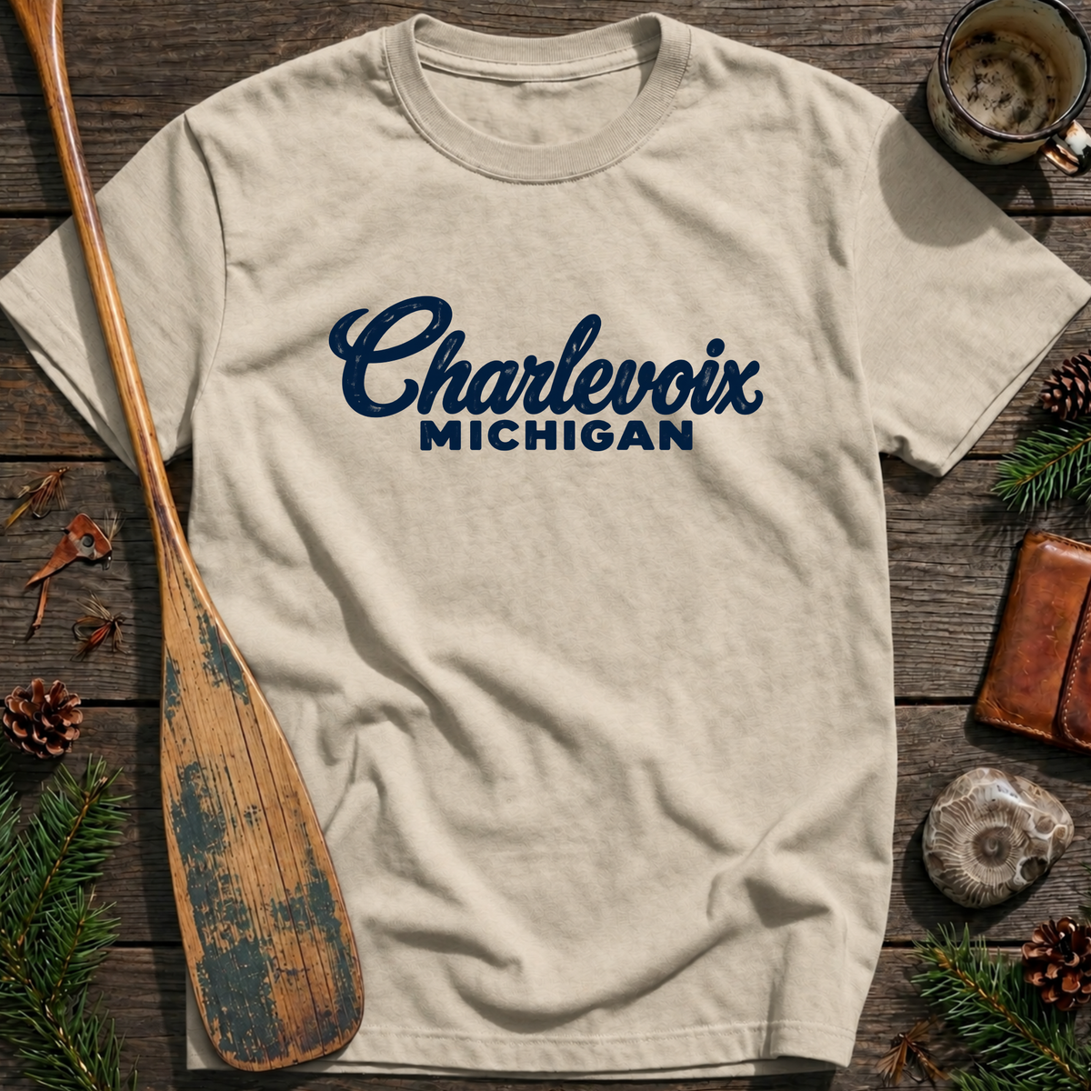 Charlevoix Michigan Heritage Script T‑Shirt