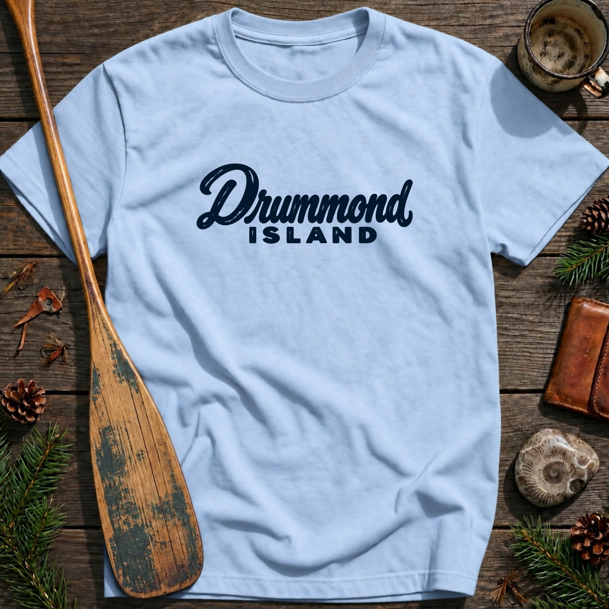 Drummond Island Michigan Heritage Script T‑Shirt