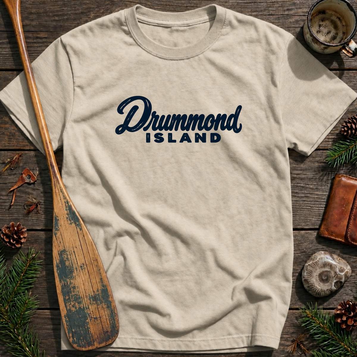 Drummond Island Michigan Heritage Script T‑Shirt