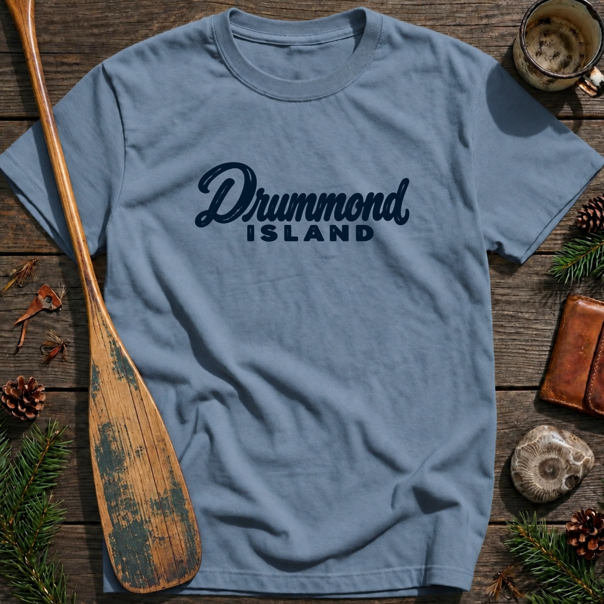 Drummond Island Michigan Heritage Script T‑Shirt