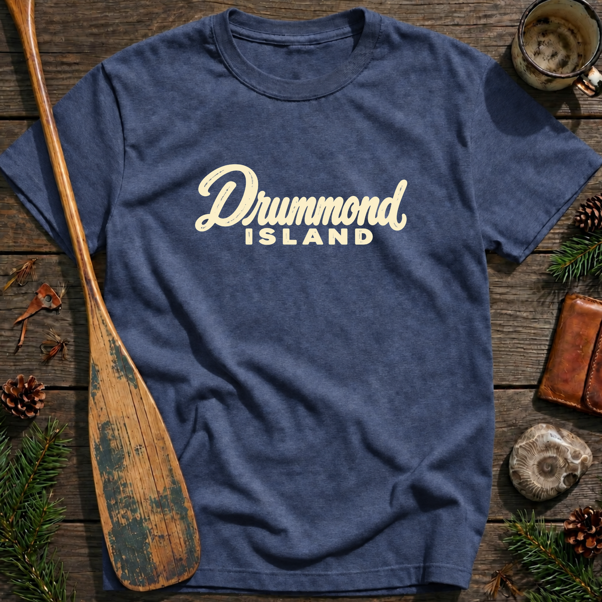 Drummond Island Michigan Heritage Script T‑Shirt