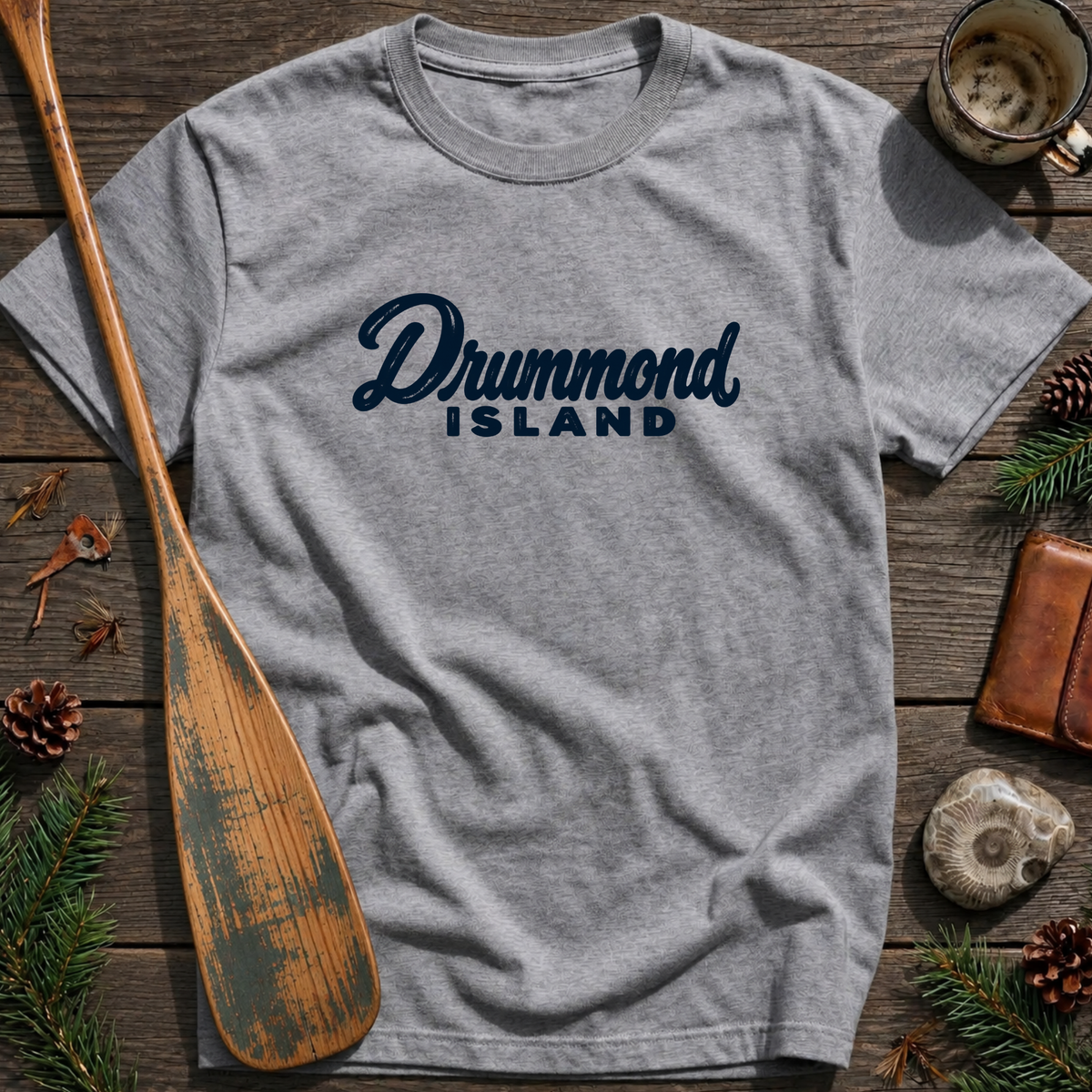 Drummond Island Michigan Heritage Script T‑Shirt