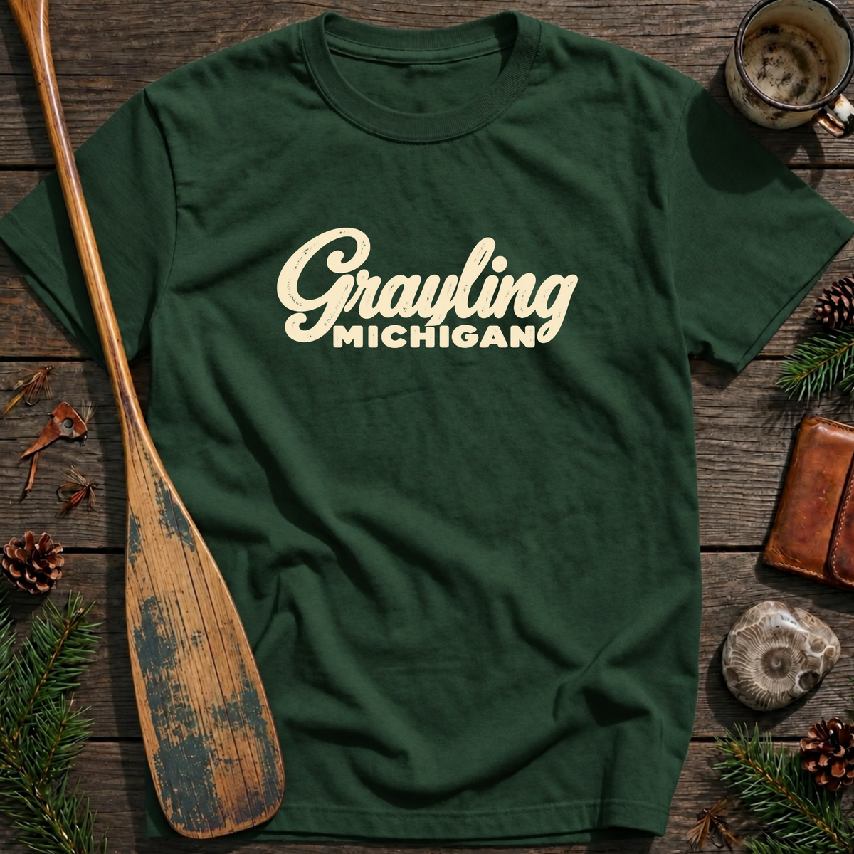 Grayling Michigan Heritage Script T‑Shirt