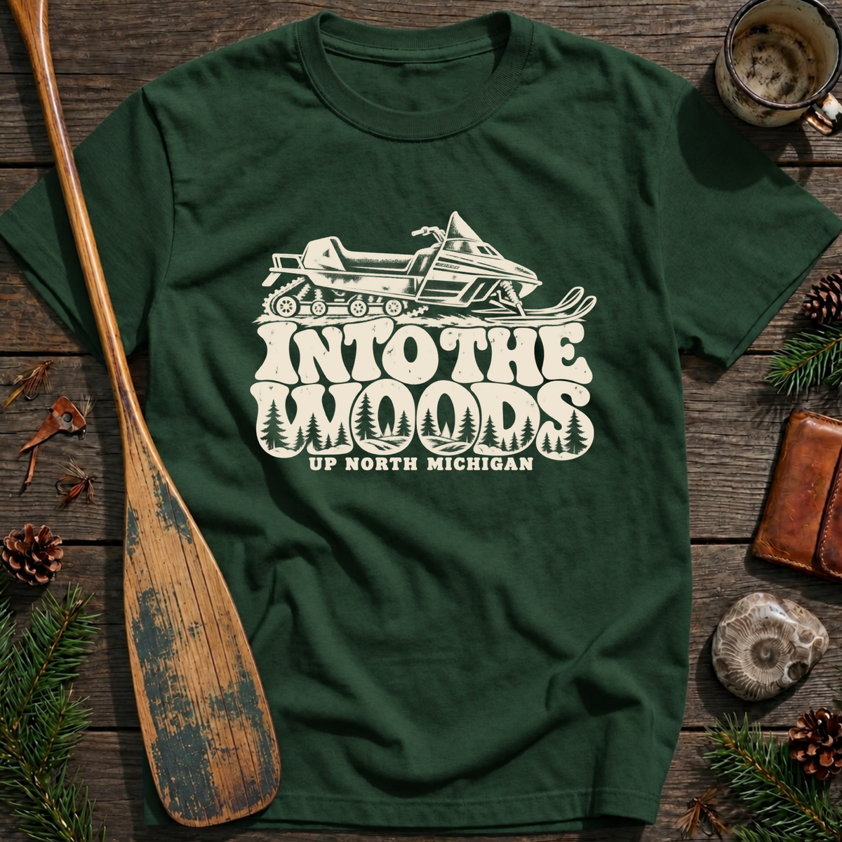 Into the Woods Snowmobile T‑Shirt
