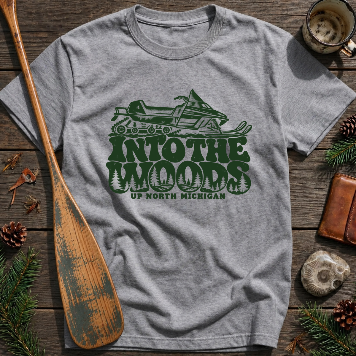 Into the Woods Snowmobile T‑Shirt