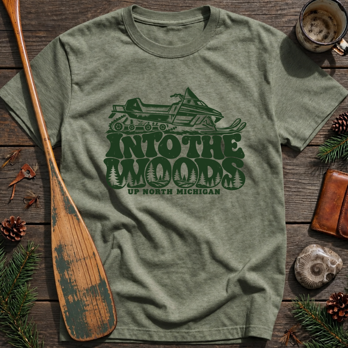 Into the Woods Snowmobile T‑Shirt