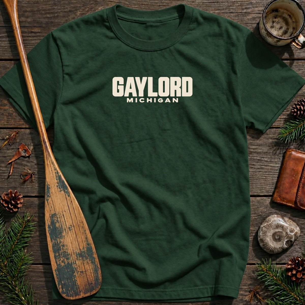 Gaylord Michigan Vintage Industrial Text T‑Shirt