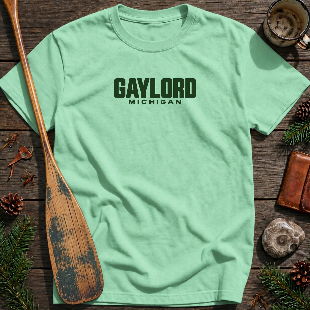 Gaylord Michigan Vintage Industrial Text T‑Shirt