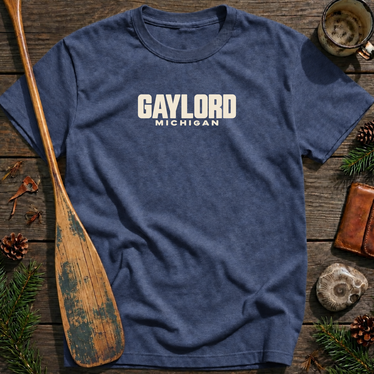 Gaylord Michigan Vintage Industrial Text T‑Shirt