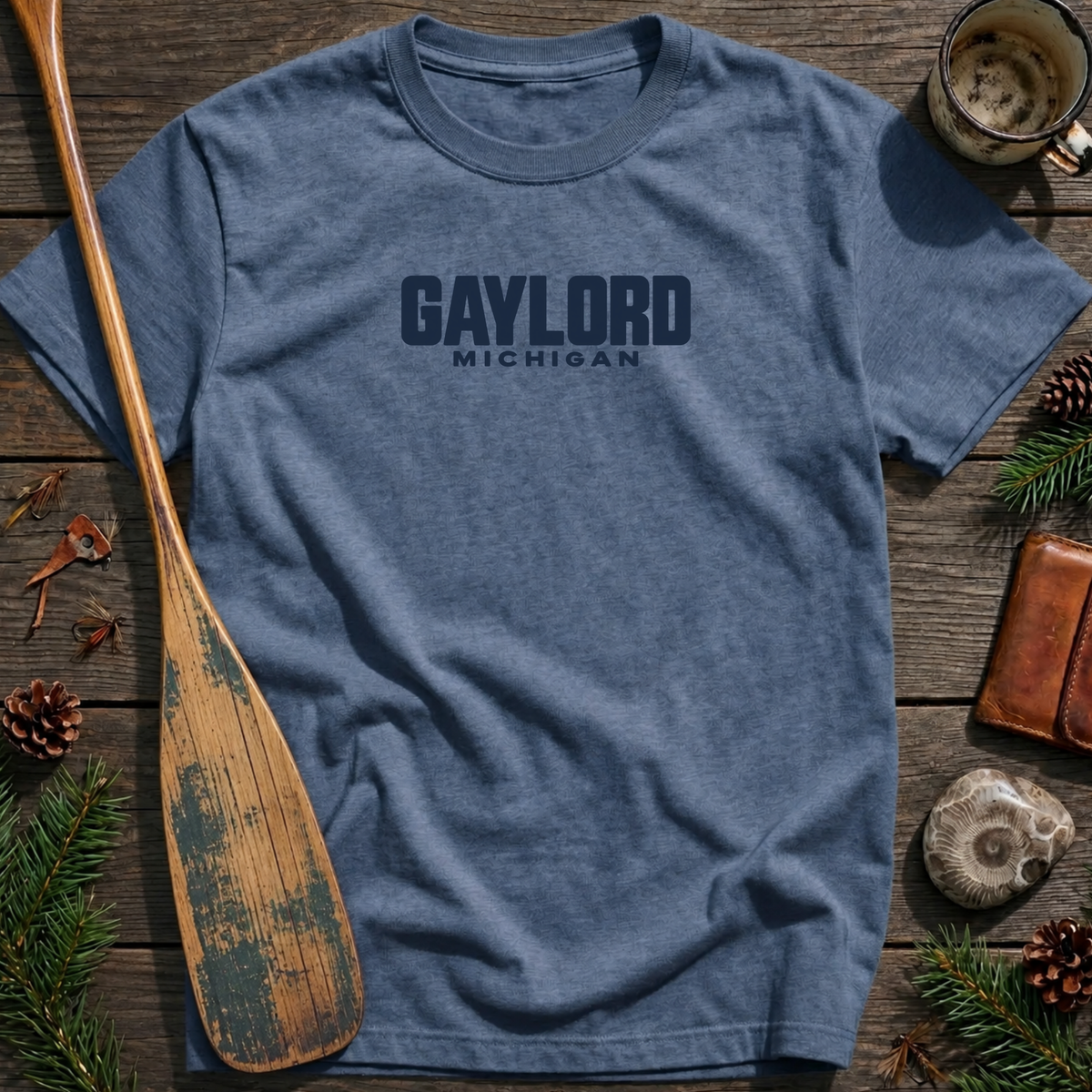 Gaylord Michigan Vintage Industrial Text T‑Shirt