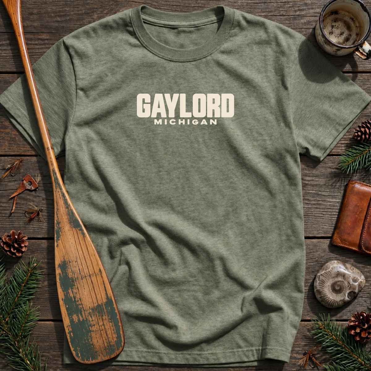Gaylord Michigan Vintage Industrial Text T‑Shirt