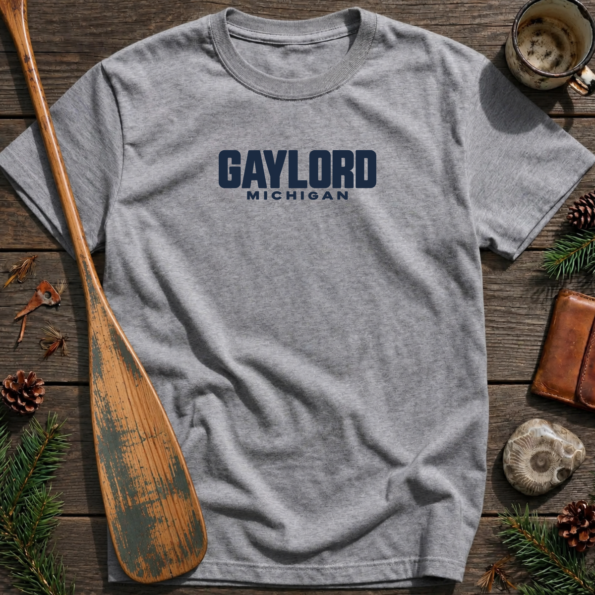 Gaylord Michigan Vintage Industrial Text T‑Shirt