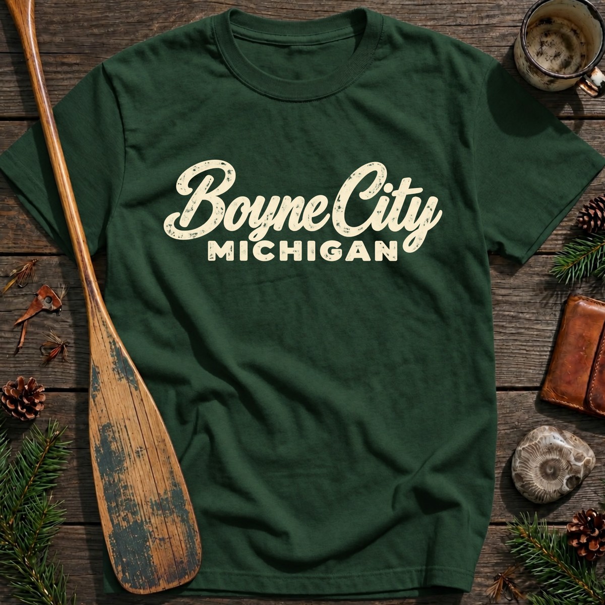 Boyne City Michigan Heritage Script T‑Shirt