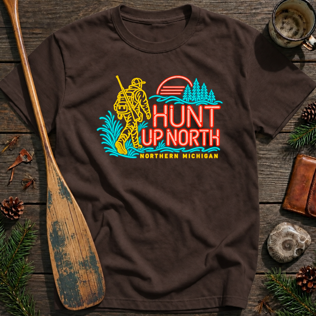 Hunt Up North Retro Neon Trout T-Shirt