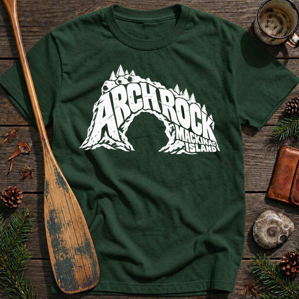 Arch Rock Distressed Typography T‑Shirt