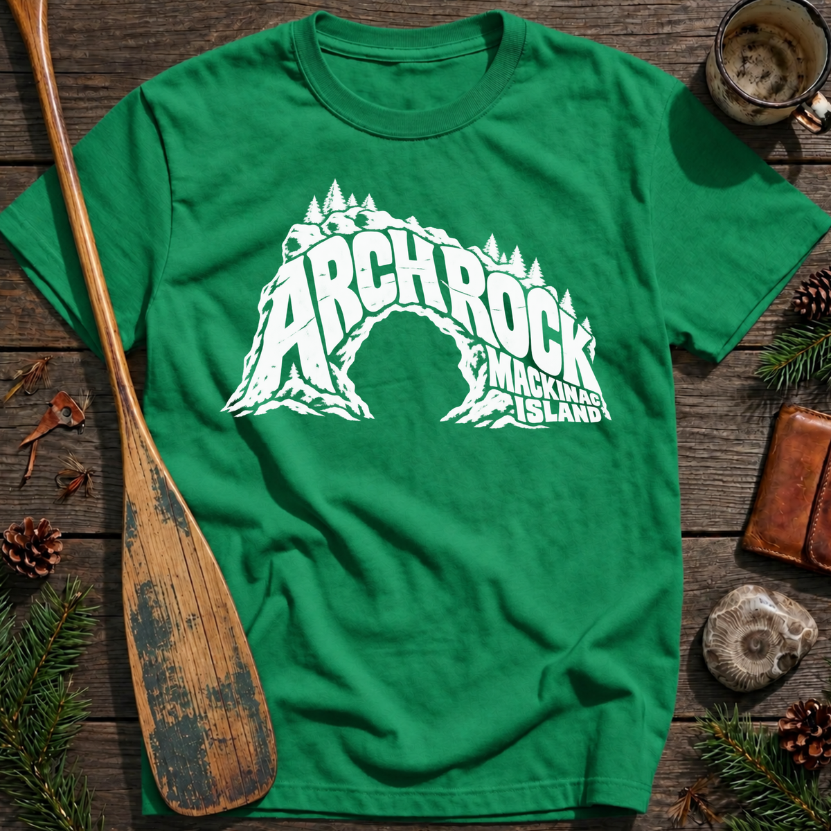 Arch Rock Distressed Typography T‑Shirt