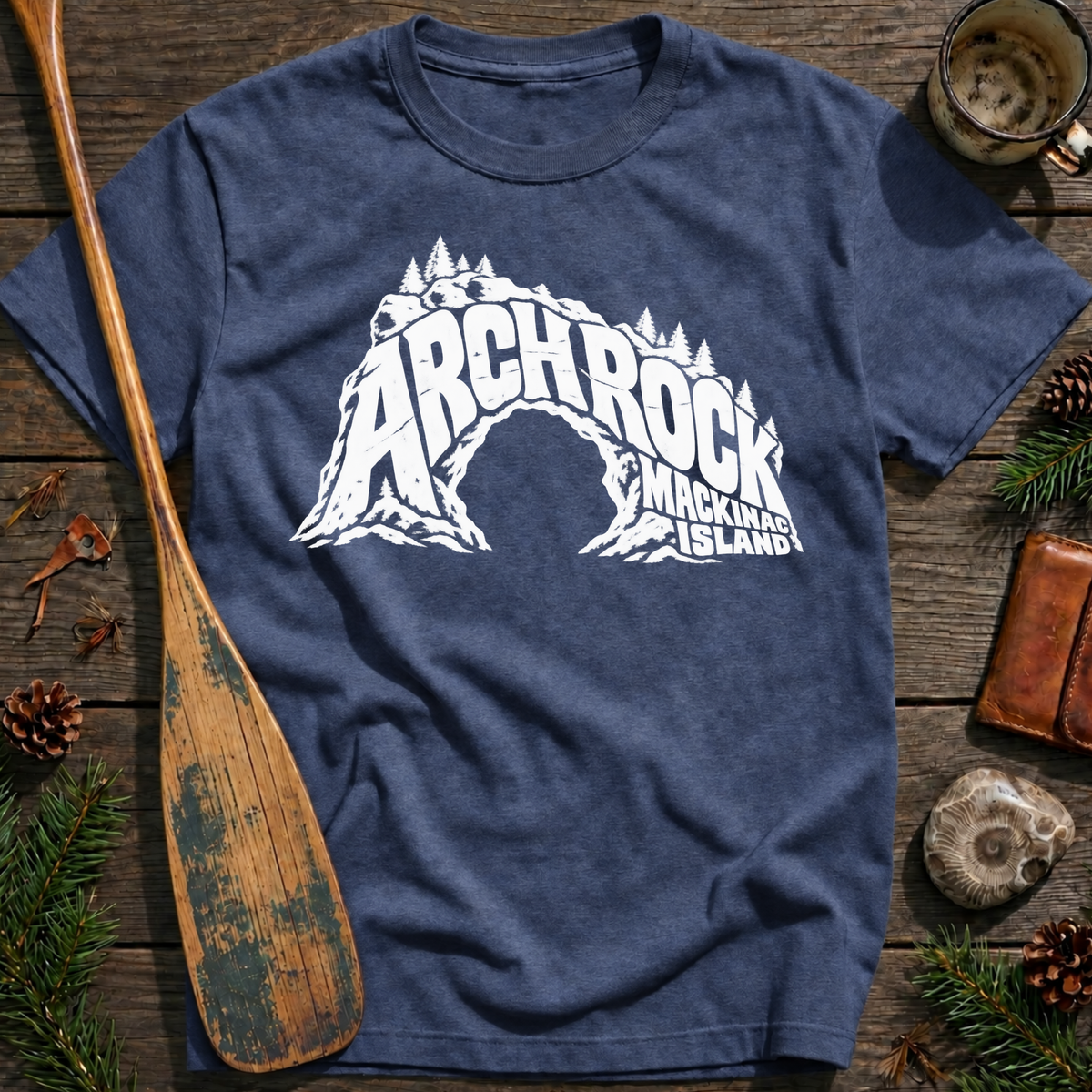Arch Rock Distressed Typography T‑Shirt