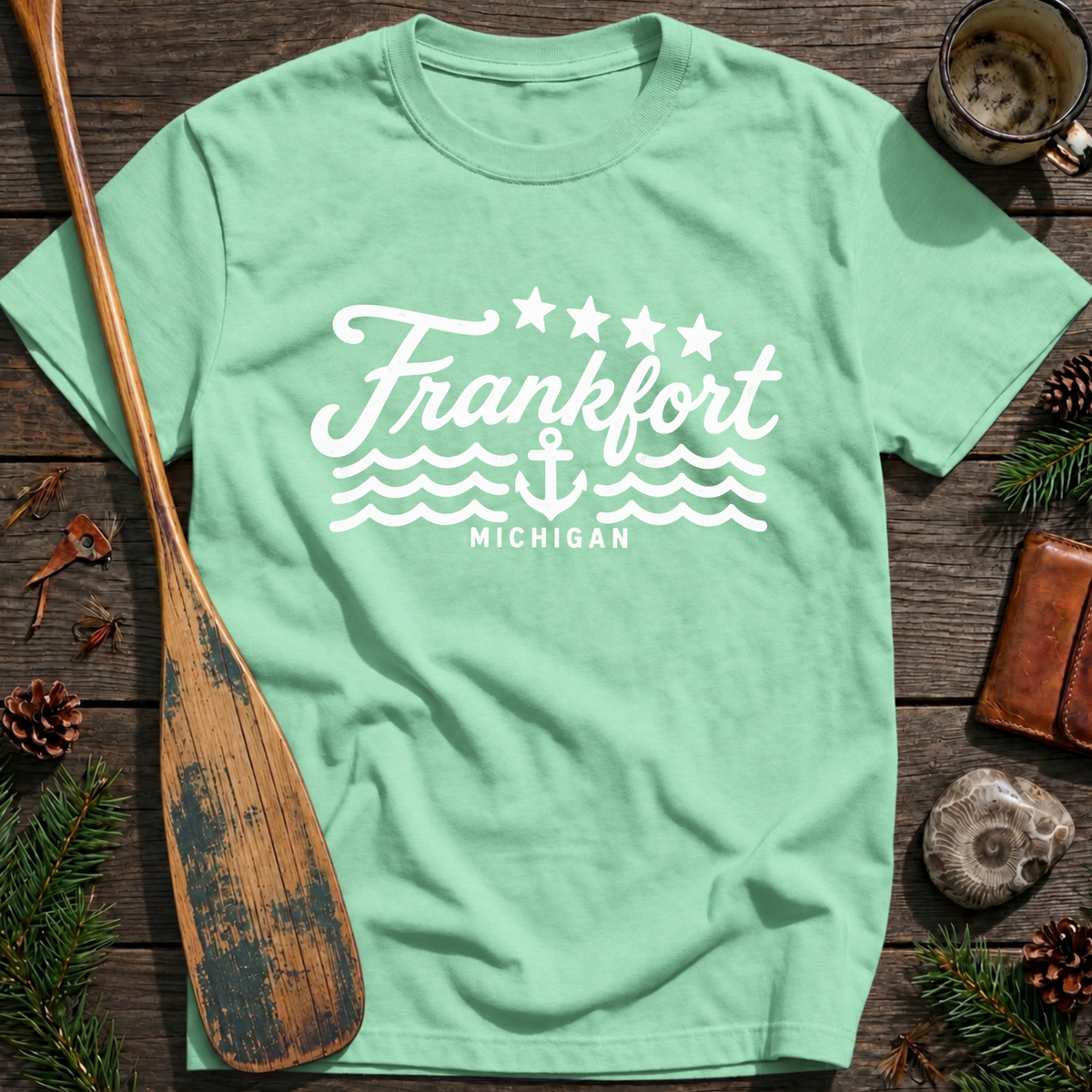 Frankfort Michigan Nautical Emblem T‑Shirt