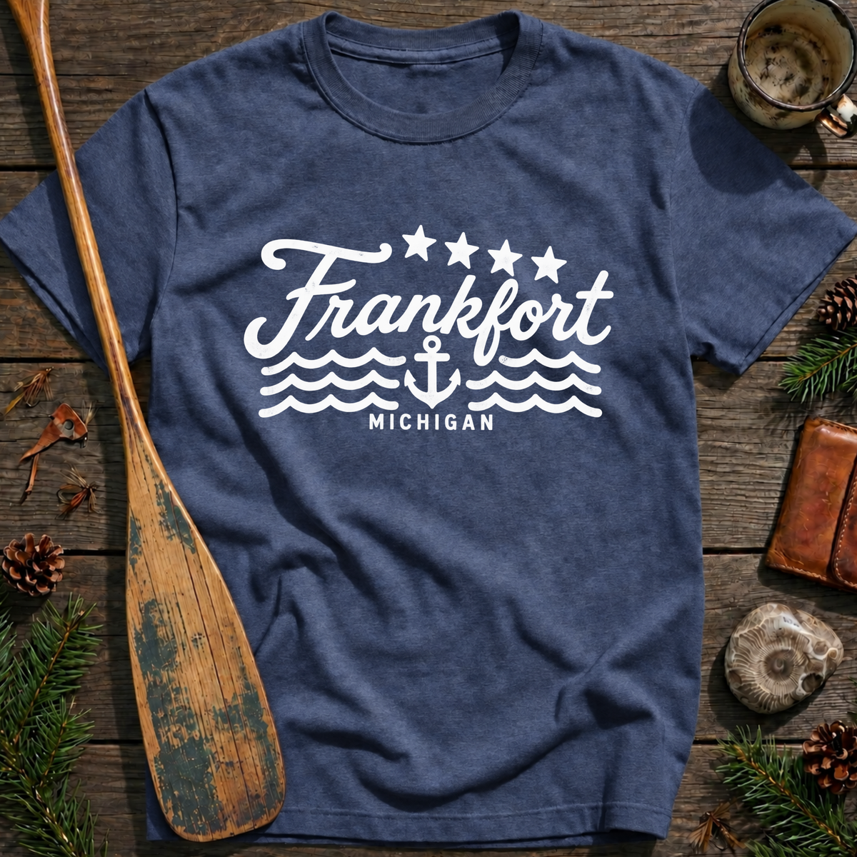 Frankfort Michigan Nautical Emblem T‑Shirt