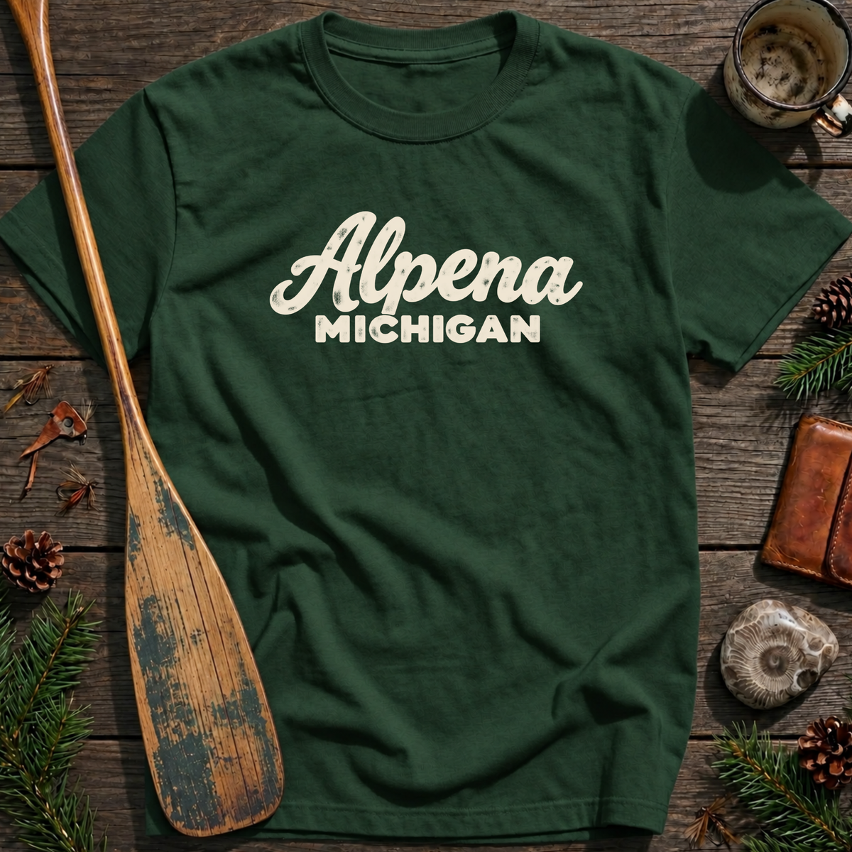 Alpena Michigan Heritage Script T‑Shirt
