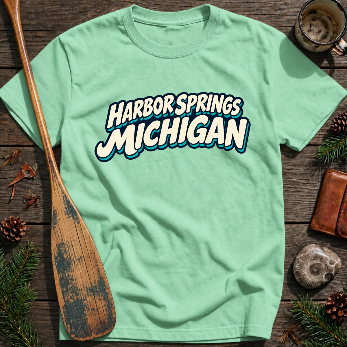 Harbor Springs Michigan Resort Text T‑Shirt