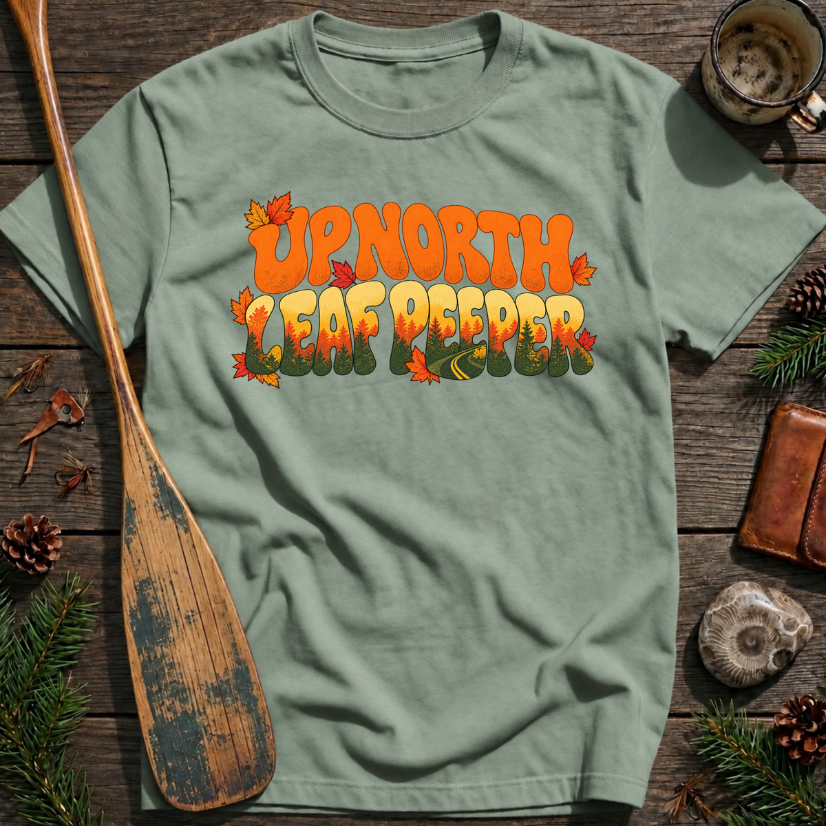 Up North Leaf Peeper Retro T‑Shirt