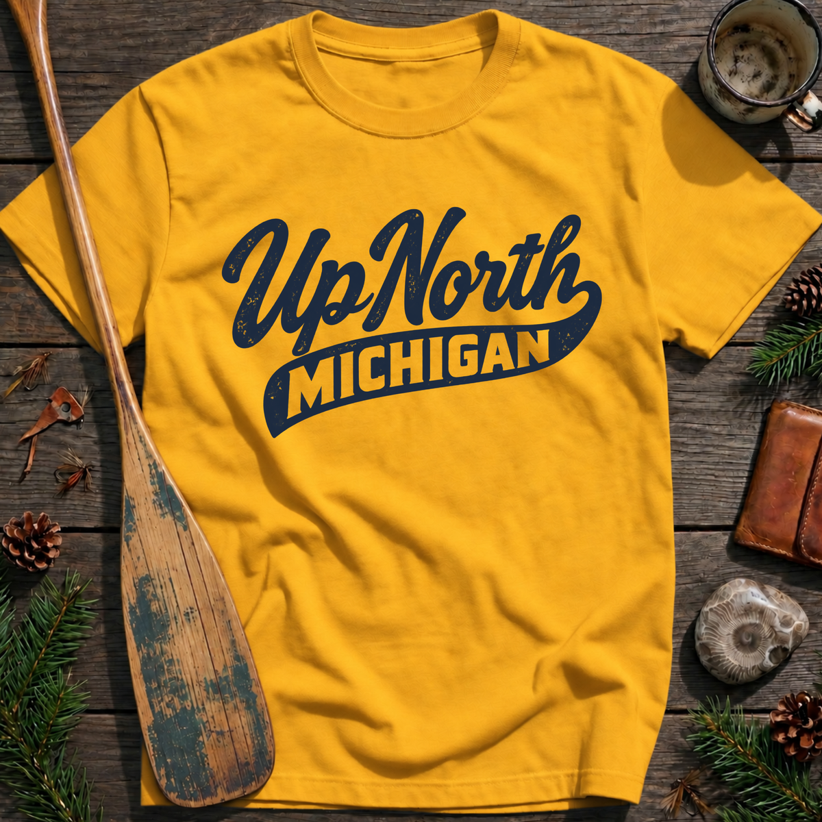 Up North Michigan Athletic Script T‑Shirt