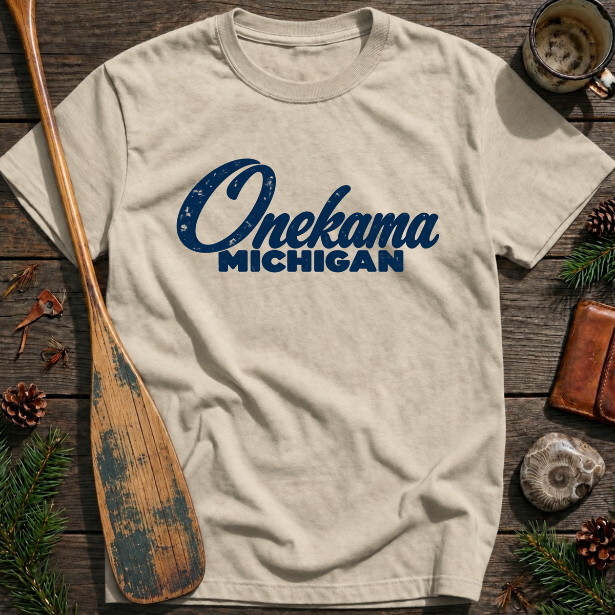 Onekama Michigan Heritage Script T‑Shirt