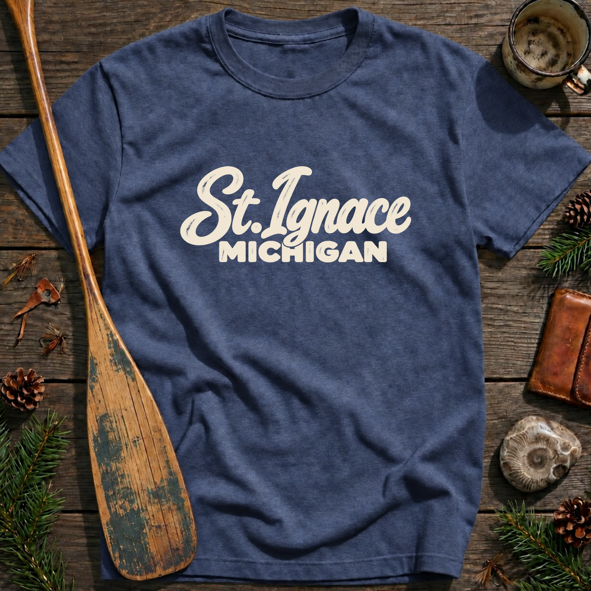 St. Ignace Michigan Heritage Script T‑Shirt