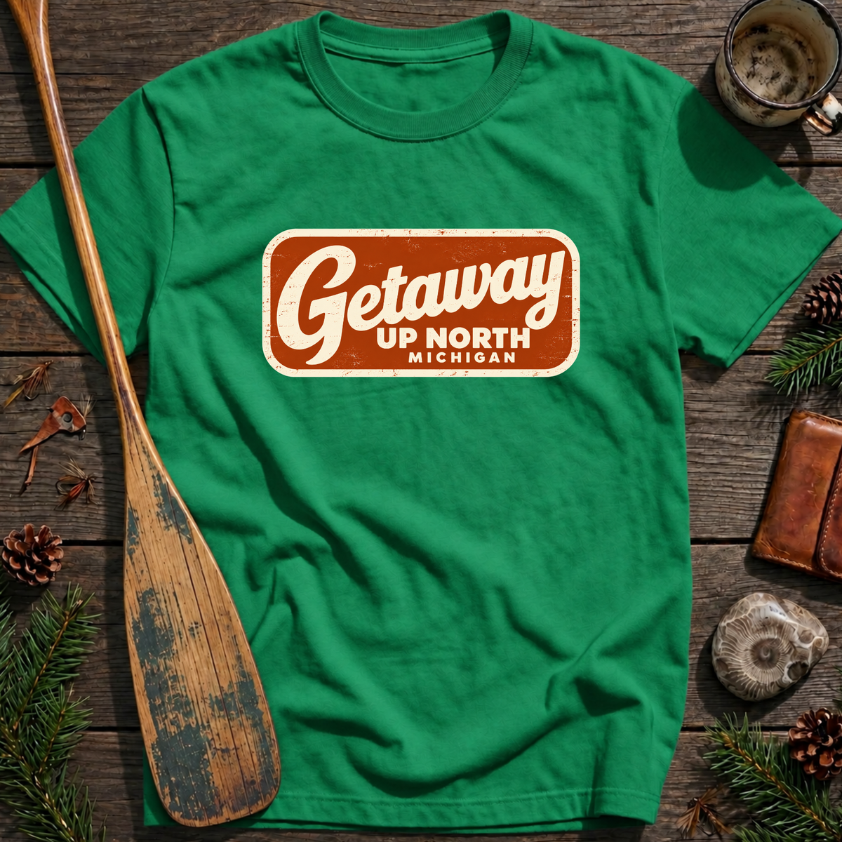 Getaway Up North Michigan Badge T-Shirt
