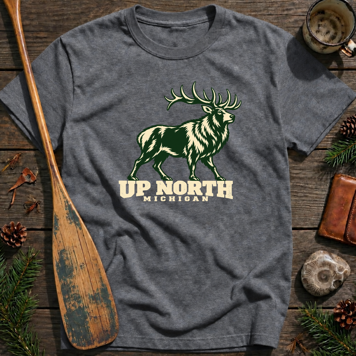 Up North Michigan Elk Modern Mascot T-Shirt