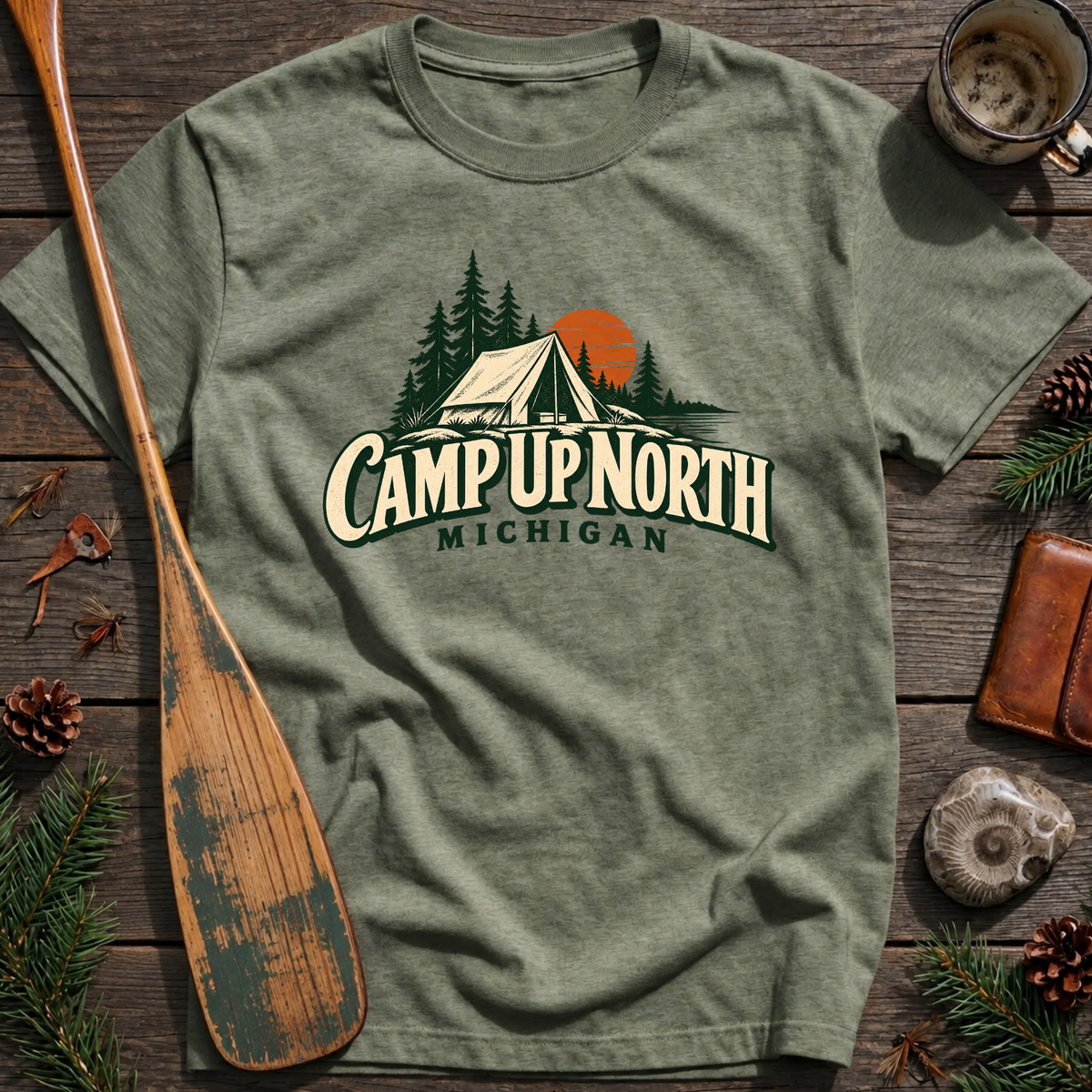 Camp Up North Michigan Badge T-Shirt