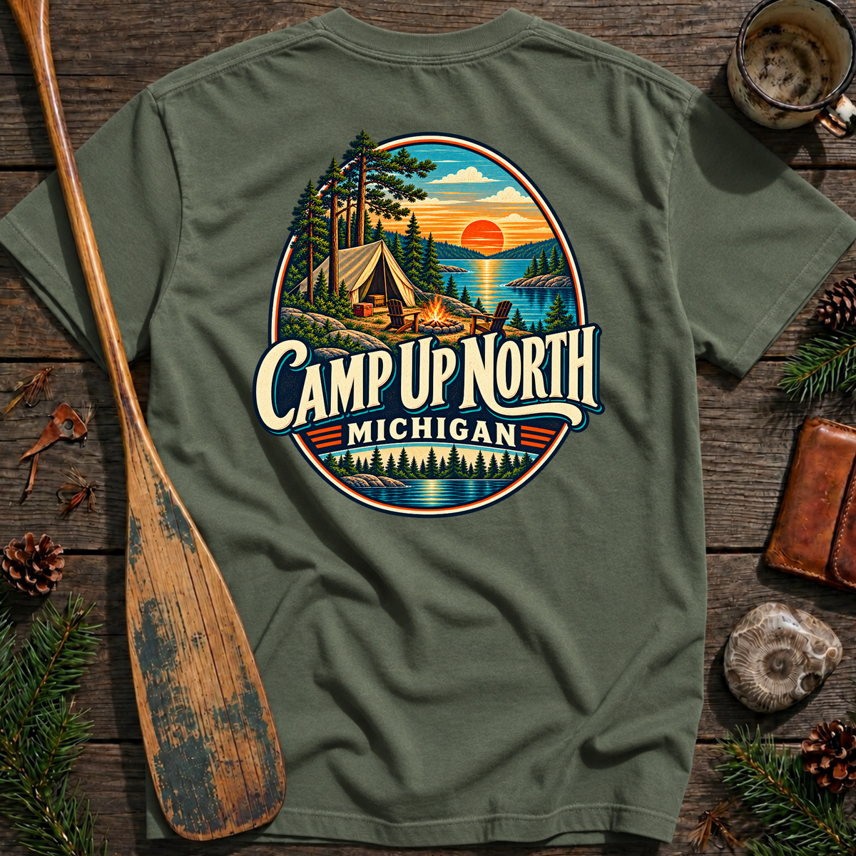 Camp Up North Michigan Badge T-Shirt