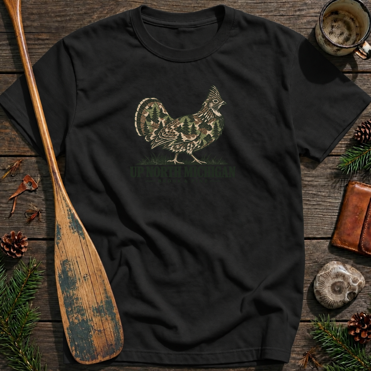 Up North Camo Ruffed Grouse T‑Shirt