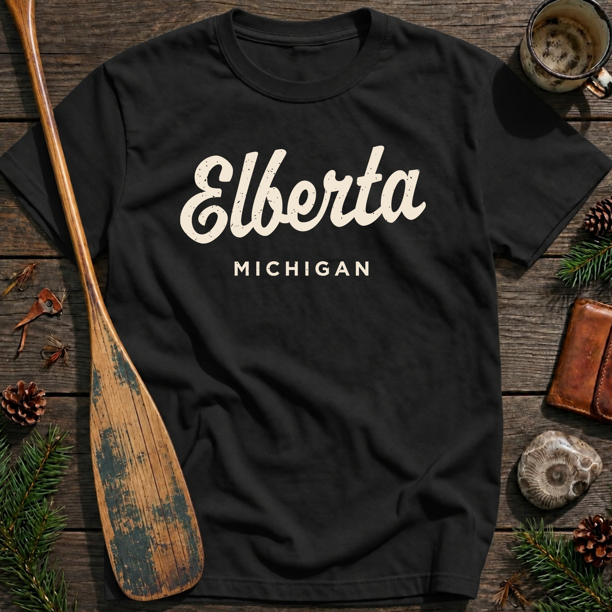 Elberta Michigan Vintage Script T‑Shirt