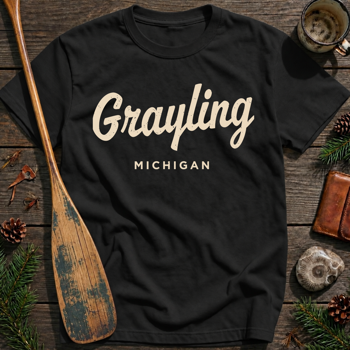 Grayling Michigan Vintage Script T‑Shirt
