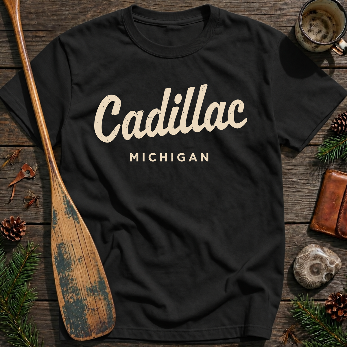 Cadillac Michigan Vintage Script T‑Shirt