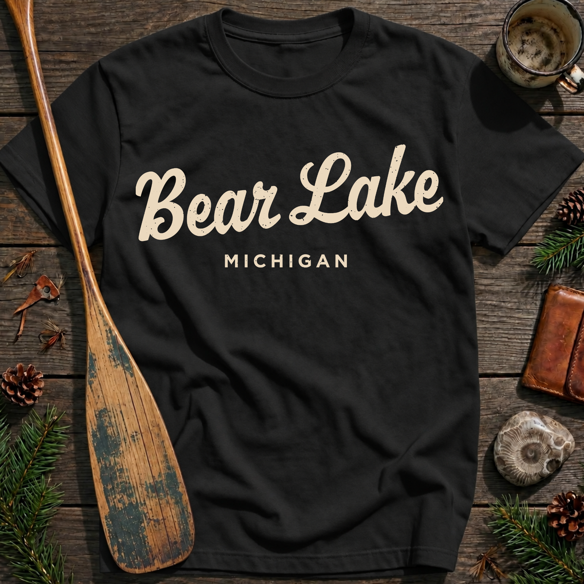 Bear Lake Michigan Vintage Script T‑Shirt